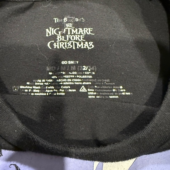 Nightmare Before Christmas Black Graphic T-Shirt with Purple and White Design - Picture 3 of 3